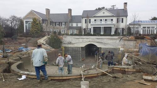 Gunite installation for the lower swimming pool and grotto for the Saucon Valley project